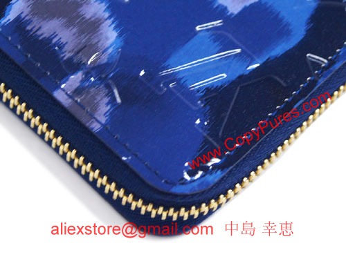 ルイヴィトンコピーM90018ヴィトンヴェルニ2013春夏イカットフラワーLVラウンドジップ長財布ジッピーウォレットグランブルー